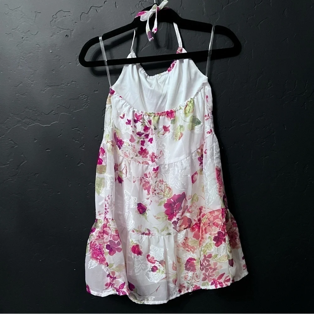 Place girl dress Color:white/floral print Size: 4/6 spring, flower girl, party